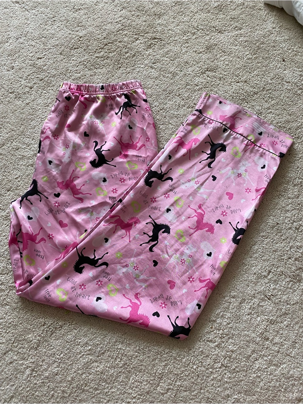 Kids Pink Horse Print Pajama Pants